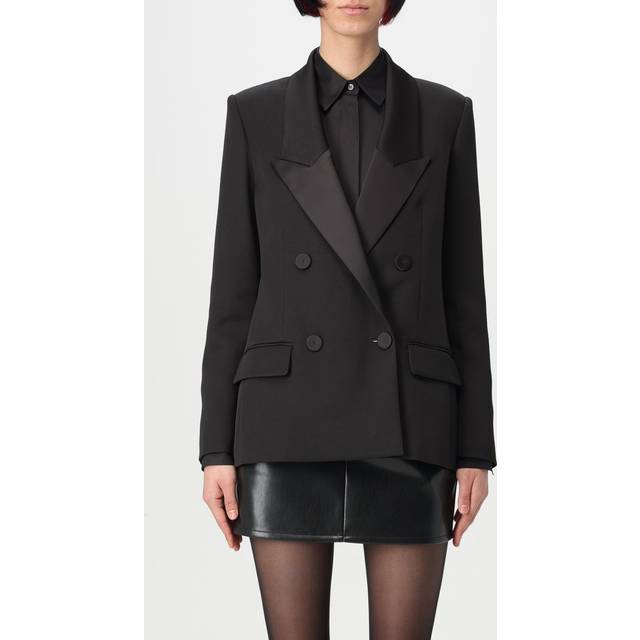 Patrizia Pepe, Jacka, Dam, S, Svart dubbelknäppt jacka med Fly-nitar - black (S)