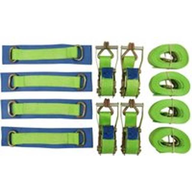 Securefix Direct - Recovery Ratchet Sets 50MM 4M 5T X4 (Wheel Tie Down Straps Hi Vis Oval Trailer Lashing Cargo j Hook)