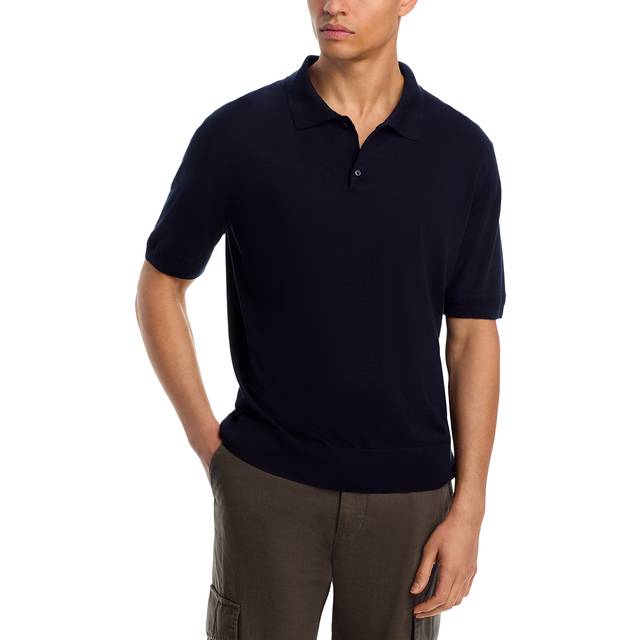 MONCLER | Blue silk and linen knit polo shirt | Man | M - blue (M)