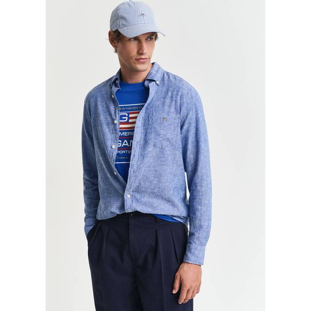 GANT Herr Regular fit bomulls- och linneskjorta (XL)