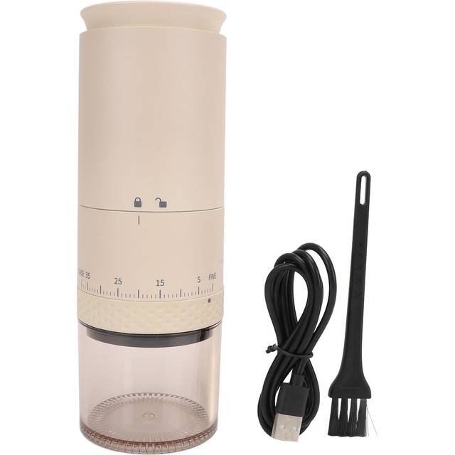 One Touch Coffee Grinder 110ml Powder Capacity Removable Chamber 38 Speeds USB Rechargeable Coffee L beige