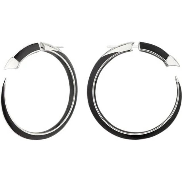 Shaun Leane Sabre Solis Sterling Silver Jet Ceramic Large Hoop Earrings