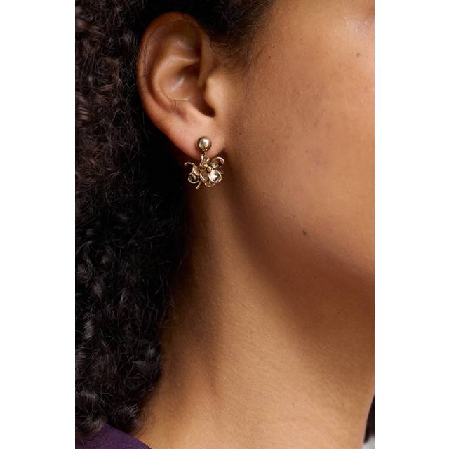 Corsage Gold-Tone Earrings - Antique Brass