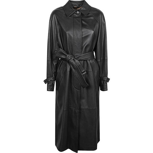 Max Mara Women's Leather Trench Coat in Black | Size 40 | 21476015600 (40)