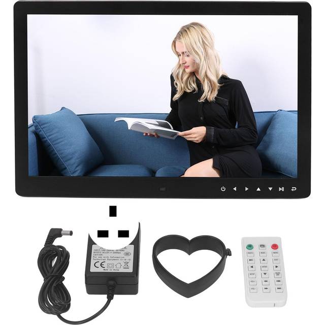 15.4in Digital Photo Frame Multifunction Black with Touch Button Heart Shaped Bracket Electronic UK Plug