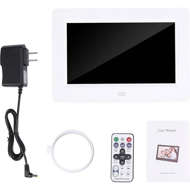7inch Screen 1024X600 Digital Photo Frame Clock Music Video Player with Remote Control   (White) US Plug white