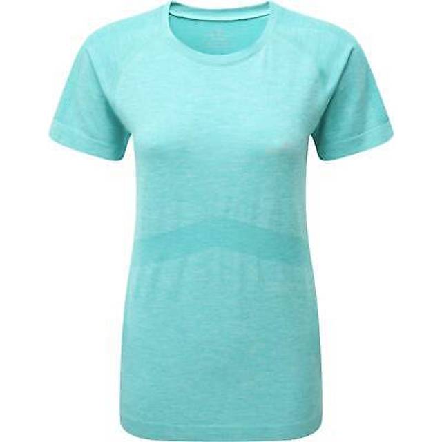 Ronhill infinity marathon womens running top blue short sleeve seamless t-shirt