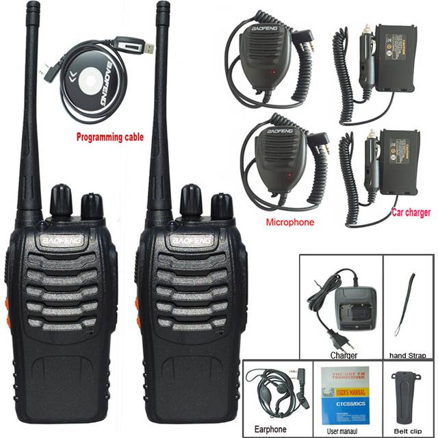(As Photo B, American) 2Pcs/Lot BF-888S Walkie Talkie Two-way CB Ham Radio Set BF 888s UHF Comumicador 16CH Walkie-talkie Two Way Transceiver