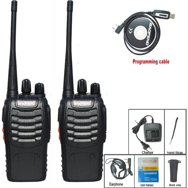 (Earphone Procable, EURO) 2Pcs/Lot BF-888S Walkie Talkie Two-way CB Ham Radio Set BF 888s UHF Comumicador 16CH Walkie-talkie Two Way Transceiver