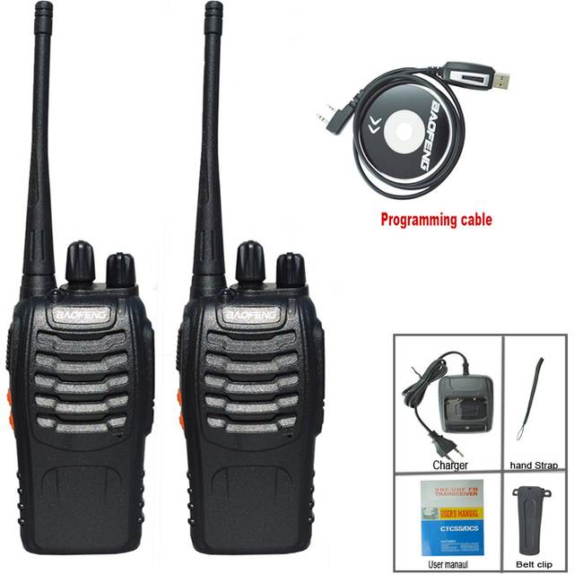 (Add Procable, EURO) 2Pcs/Lot BF-888S Walkie Talkie Two-way CB Ham Radio Set BF 888s UHF Comumicador 16CH Walkie-talkie Two Way Transceiver