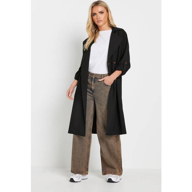Pixiegirl Petite Black Woven Lightweight Trench Coat 18 Pixiegirl | Petite Women's Jackets