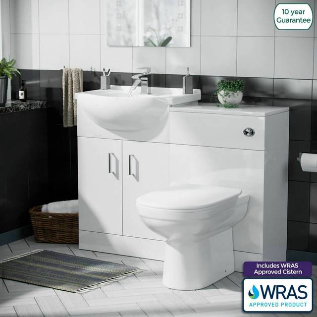 Nes Home Basin Vanity Sink Unit & BTW Toilet WC Cistern
