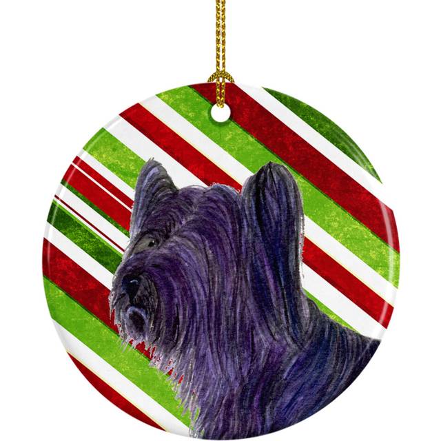 Caroline's Treasures SS4532CO1 Skye Terrier Candy Cane Holiday Christmas Ceramic Ornament Multicolor
