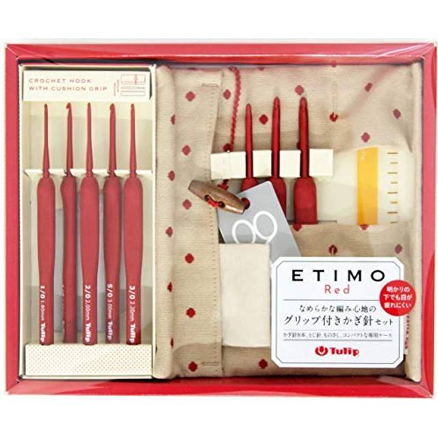 Tulip Etimo Red Crochet Hook with Cushion Grip Set (TED-001e)