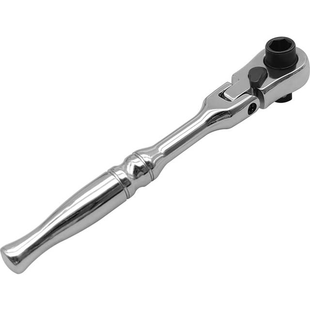 14       Drive Ratchet Handle, 2in1 Flex Head Ratcheting Wrench, Socket & Bit Driver with Reversible silver