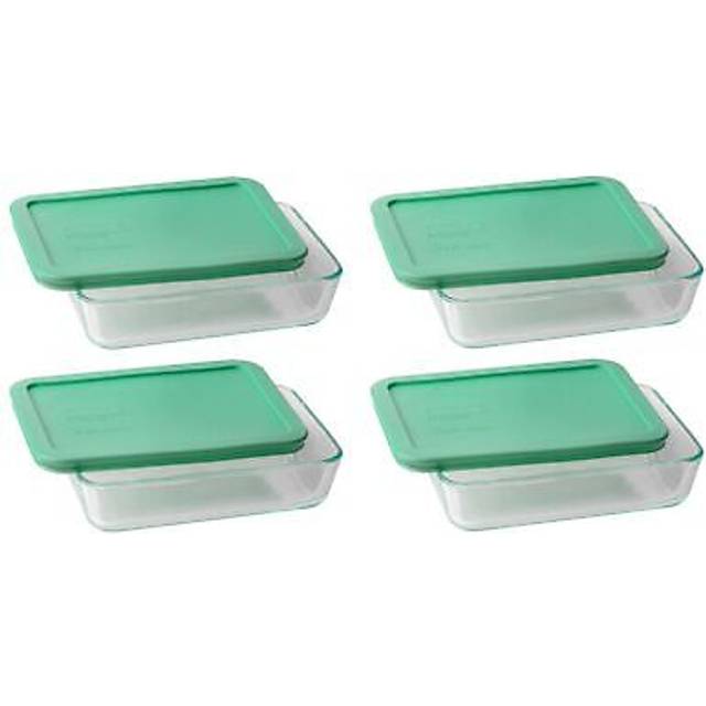 Pyrex 3-cup Rectangle Glass Food Storage Set Container (Pack of 4 Containers) Made in the USA