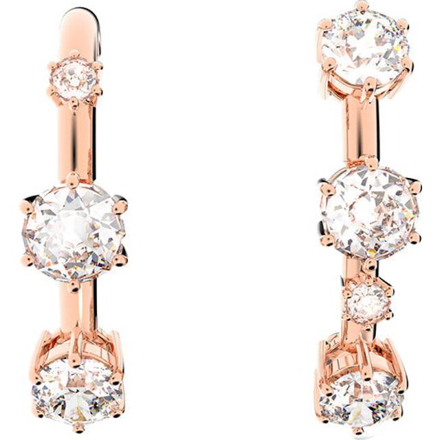 Swarovski Constella Rose Gold Tone Plated White Crystal Ear Cuff Earrings - Gold