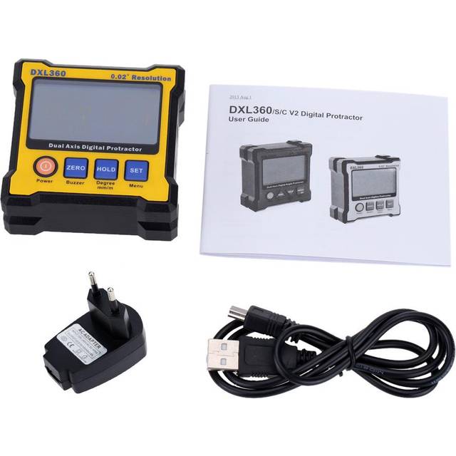 DXL360 Dual Axis Digital Angle Protractor with 5 Side Magnetic Base High-precision Dual-axis US Plug