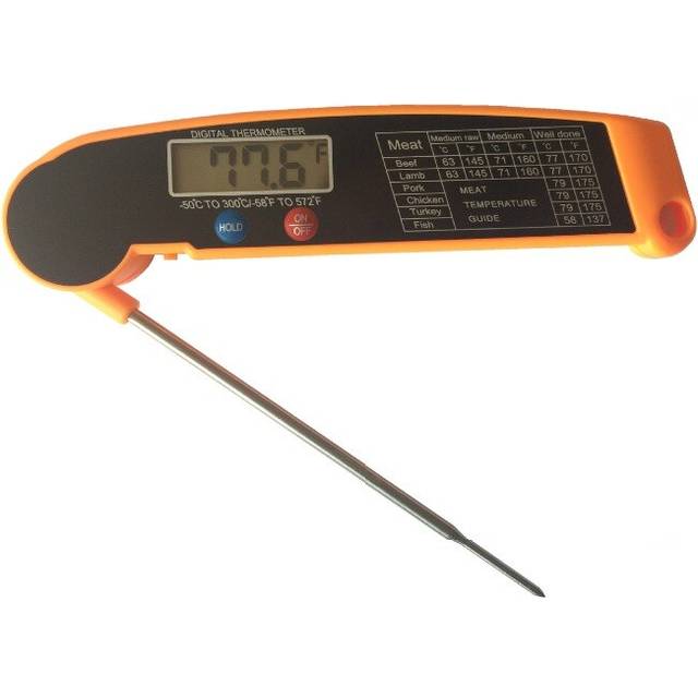 Kök matlagning pinne digital hopfällbar sond grill termometer kök elektronisk sond ugn termometer bbq verktyg - orange
