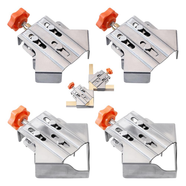 8pcs Multipurpose Stainless Steel 90 Degree Corner Clamp,Single Handle Adjustable Clamping Tool for Woodworking