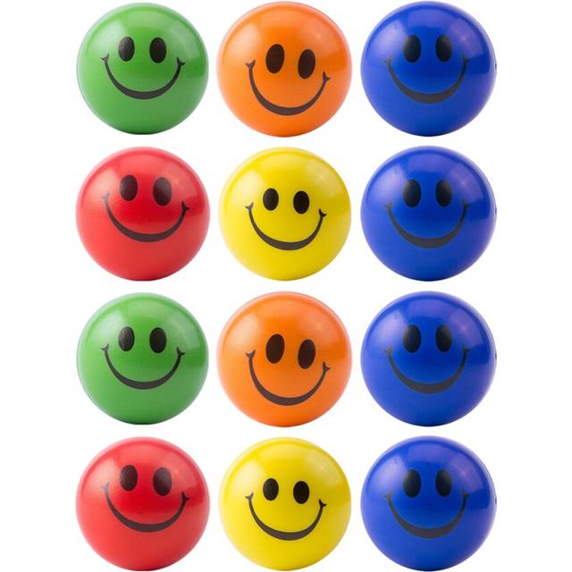 12 Pcs/Lot 6.3cm Smile Face Foam Ball Squeeze Stress Ball Relief Toy