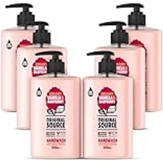 Vanilla Milk and Raspberry Handwash with 100% Natural Fragrance, Vegan Handwash, Antibacterial, Natural Moisturisers, Multipack of 6 x 300 ml