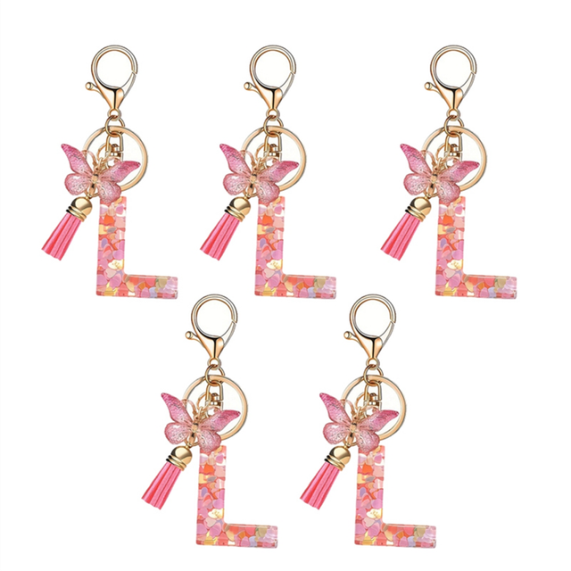 L type letter keychain cute initial handle pendant