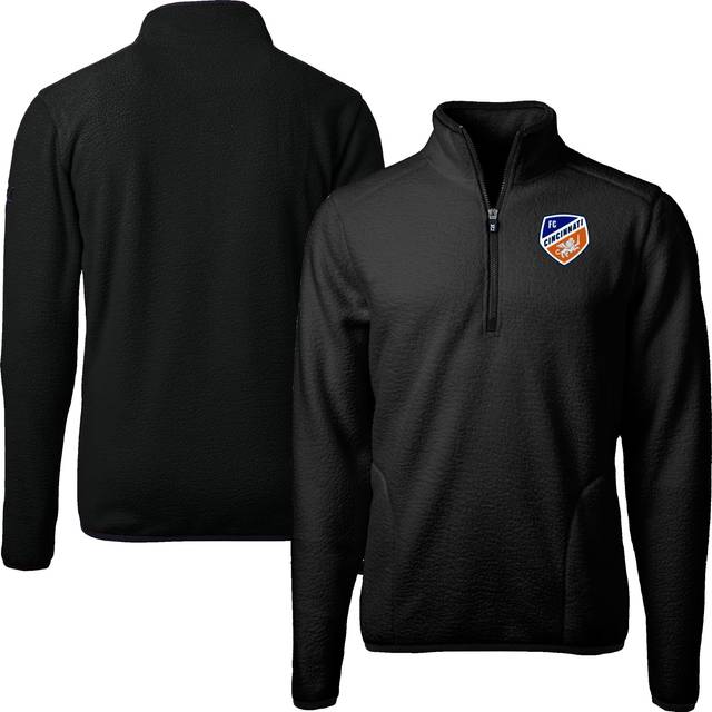 Men'sCutter & Buck Black FC Cincinnati Cascade Eco Fleece Quarter-Zip Jacket - S