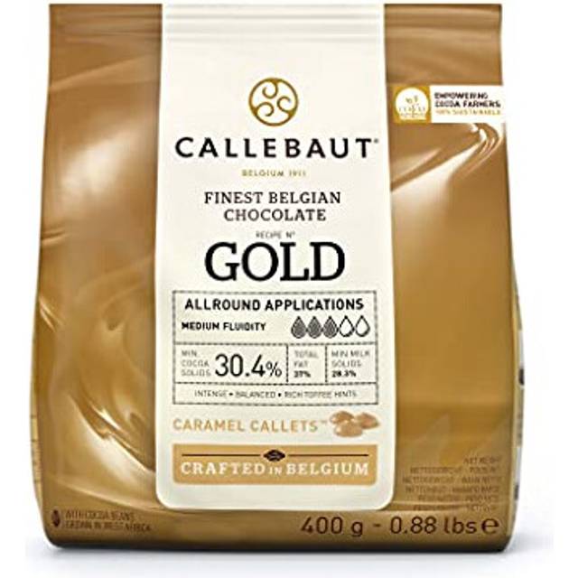 Callebaut Finest Belgian Gold Chocolate with Caramel Couverture Callets 400g