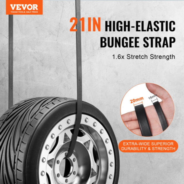 Vevor 50 pcs flat bungee cord set 19.8 mm heavy duty bungee straps with s-hook