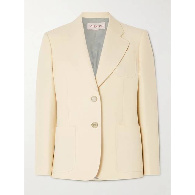 Valentino Women's Wool And Silk Single-Breasted Jacket in Beige | Size 38 | 6B3CE4101CF (38)