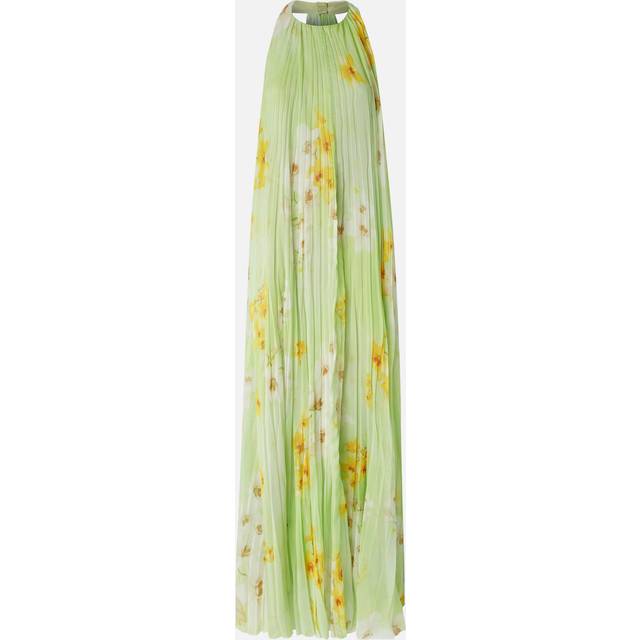 Pinko, Robe longue plissée à imprimé floral, Mult. green/yellow/white, 48