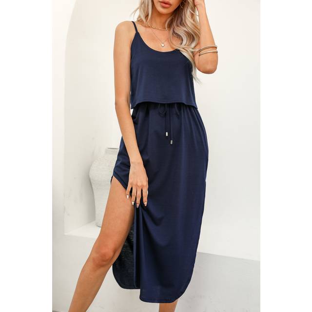 Adley Drawstring Cami Midi Dress - Navy