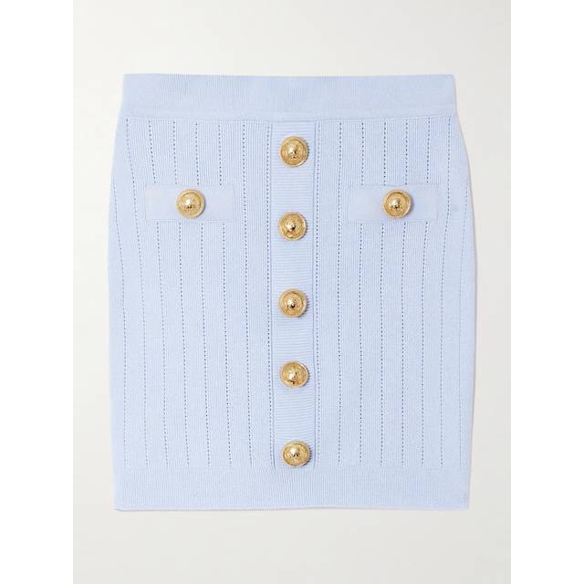 2-Pockets Button-Front Rib Mini Skirt - TRANSPARENT - 38 FR (6 US)