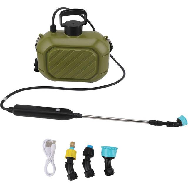 Battery Powered Sprayer 5L Rechargeable Portable Electric Garden Sprayer with Telescopic Wand and green