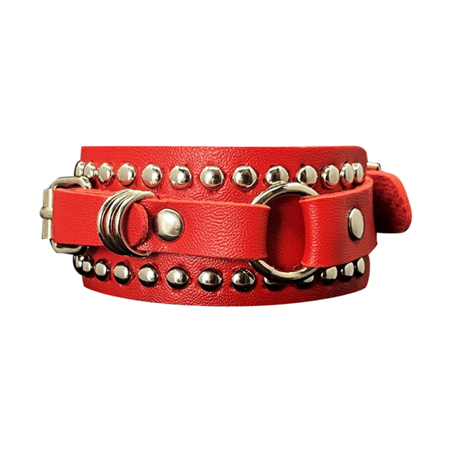 Unisex Punk Rocker Bracelet Gothic Leather Cuff for Cosplay Fashion-B
