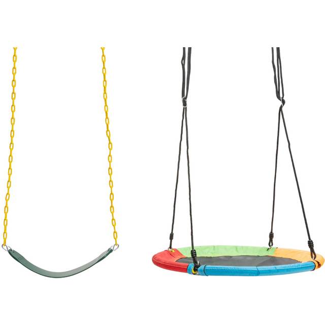 COSTWAY Kids Double Swing Set for Garden Playground (Without Swing Frame), Multi