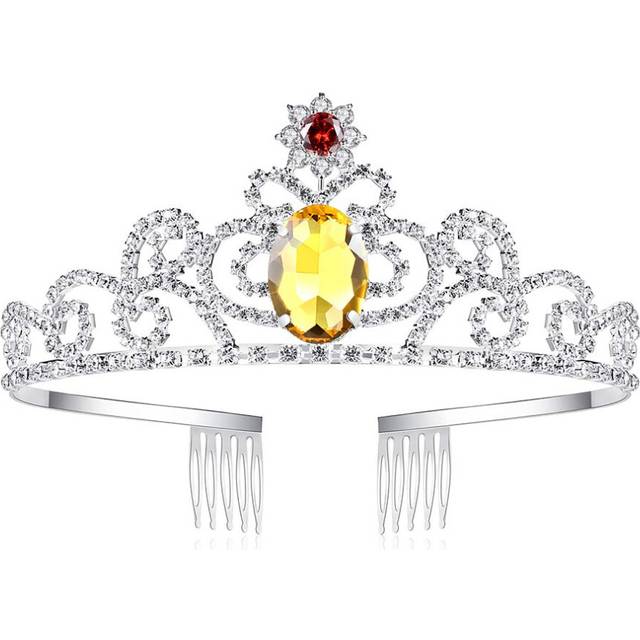 Lovelyshop Yellow Diamond Rhinestone Tiara Princess Belle Crown