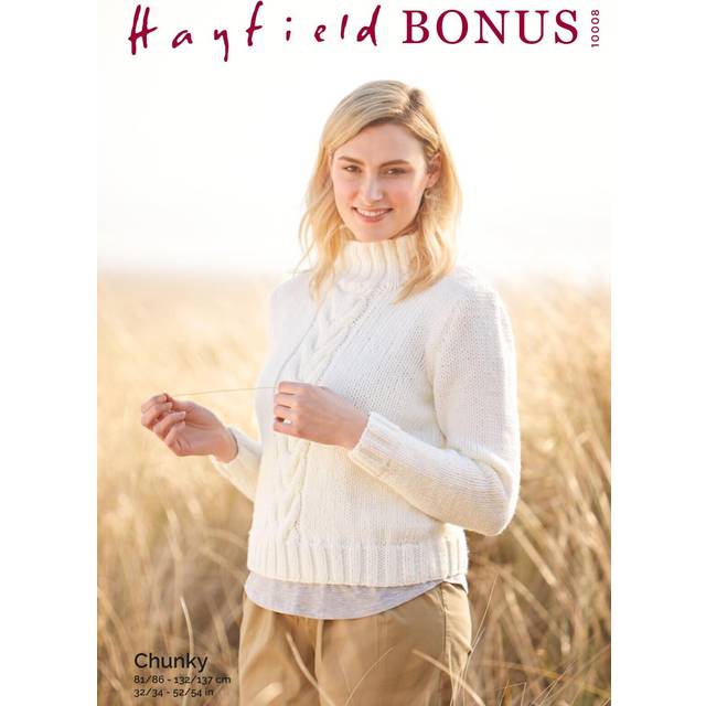 Hayfield bonus chunky knitting pattern - 10008 ladies sweater