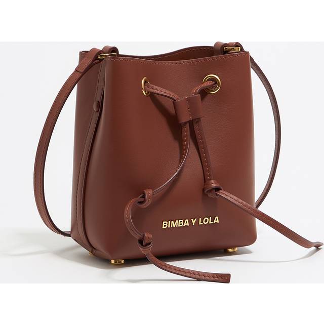 Mini walnut leather Chihuahua bucket bag - NUT - UN