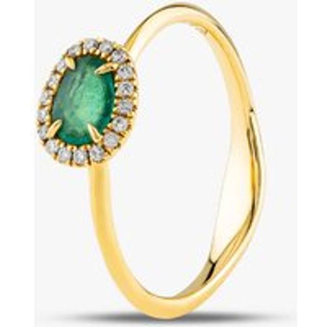 18ct Yellow Gold 0.21ct Emerald & 0.07ct Brilliant Cut Diamond Halo Ring NTX1958
