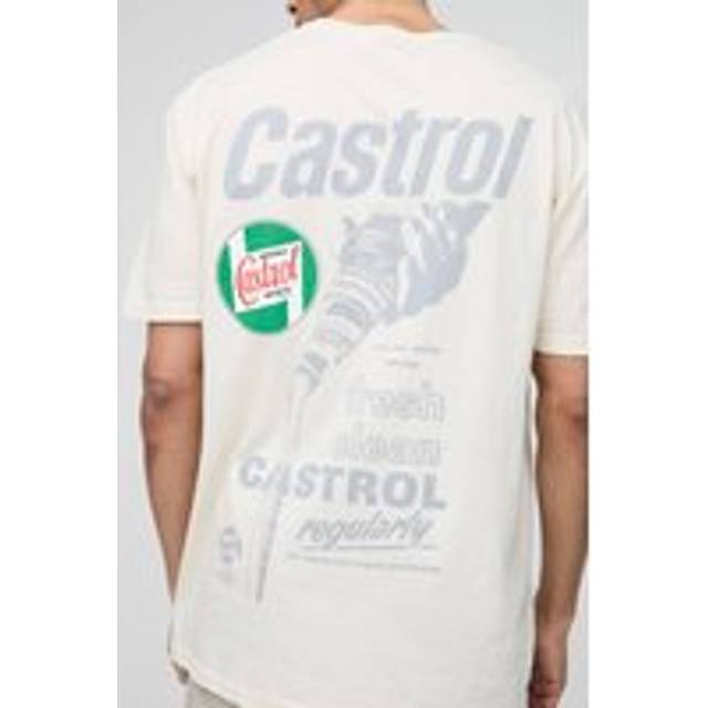 Oversized Castrol Racing License Print T-Shirt - Cream - XS