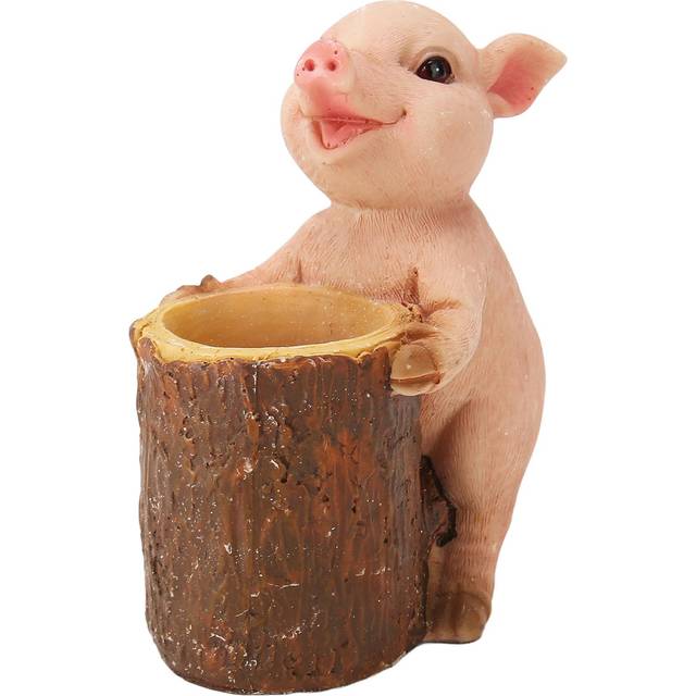 Pig Statue Simulation Cute Vivid Innovative Hand Painted Mini Resin Pig Figurine for Home Car