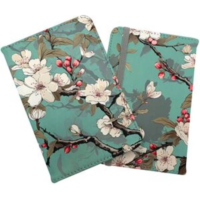 Pink Blossom Asian Design Passport Cover - Green