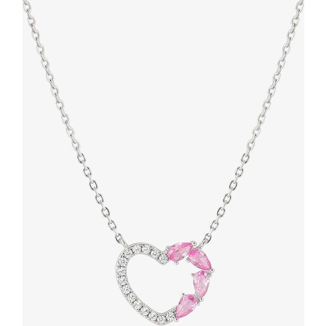 Nomination Silver Pink Crystal Heart Necklace - 44cm