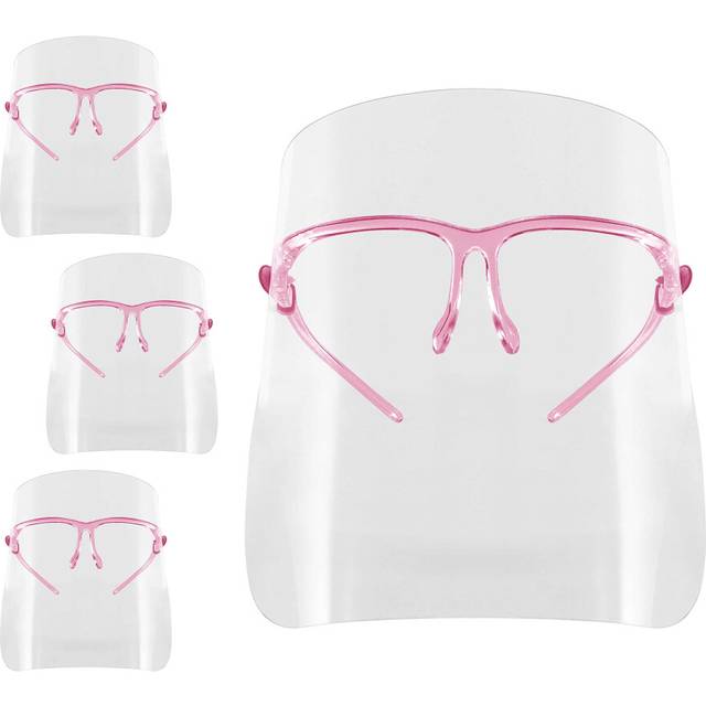 TCP Global Salon World Safety Face Shields with Pink Glasses Frames Pack of 4  Ultra Clear Protective Full Face Shields to Pr