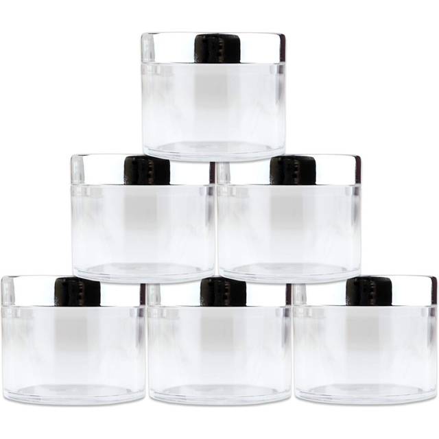 Beauticom 60 grams60 ML (2 Oz) Round clear Leak Proof Plastic container Jars with SILVER Lids for Travel Storage Makeup cosmetic Lotion Scrubs creams