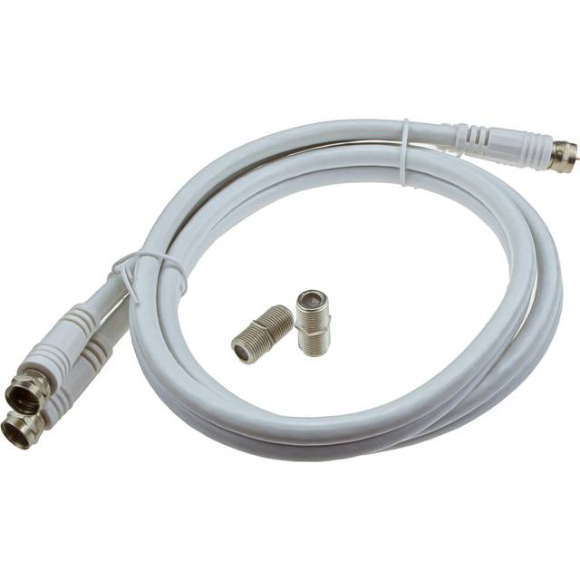 kenable TWIN Satellite Moulded F Type Plug to Socket RG6 Extension Cable  1m White