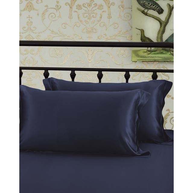 LILYSILK Best Silk Pillowcase UK Anti-Aging Oxford Envelope Pure Silk Pillowcase Navy Blue King (50 x 90cm)