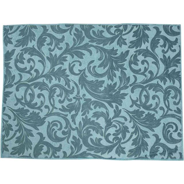 2 Pack Dish Drying Mat Absorbent Machine Washable Mats for Kitchen Counter Large (Blue Vine)